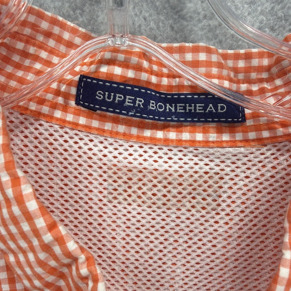 Clemson Tigers Columbia PFG Shirt Mens XXL Orange Gingham Check Super Bonehead - Picture 5 of 9